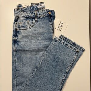 Zara Sky Blue Mom fit Denim Pants